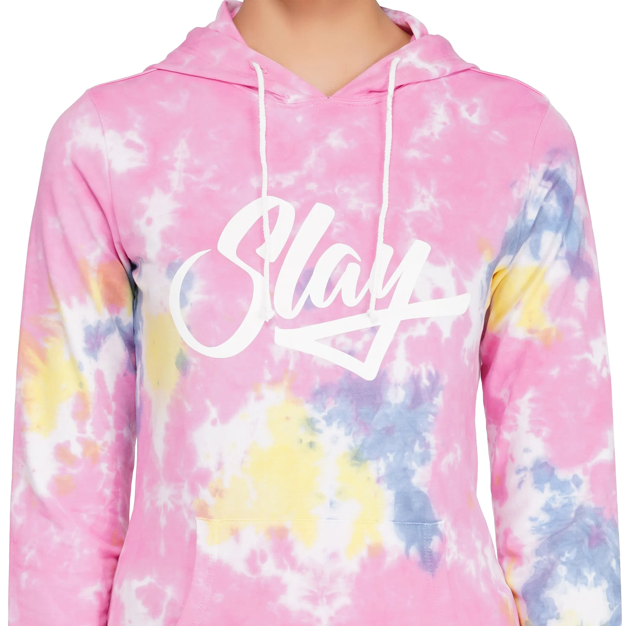 SLAY. Sport Women's Pink Tie Dye Tracksuit Hoodie & Joggers Activewear Co-ord Set