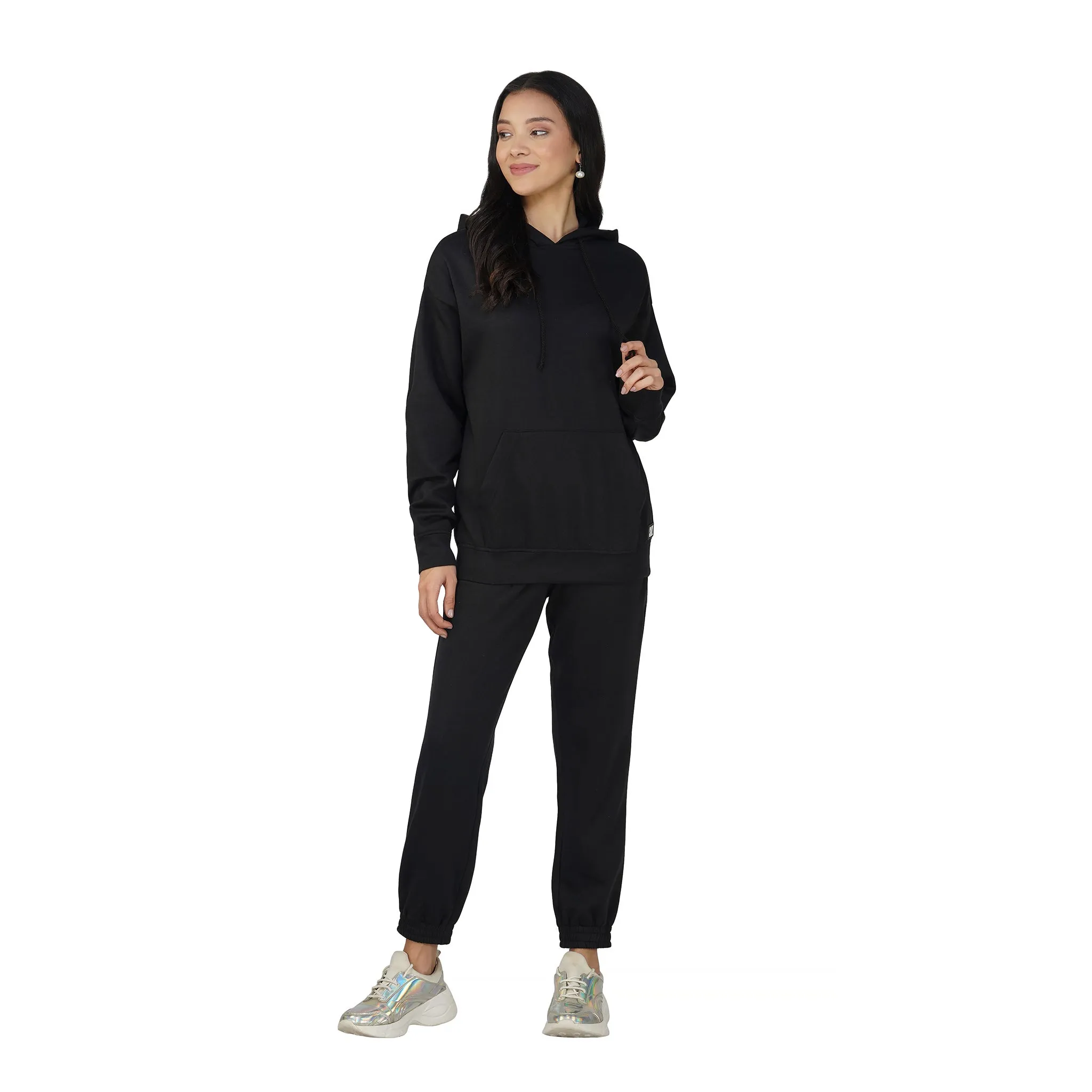 SLAY. Women's Black Oversized Drop Shoulder Hoodie & Joggers Co-ord Set