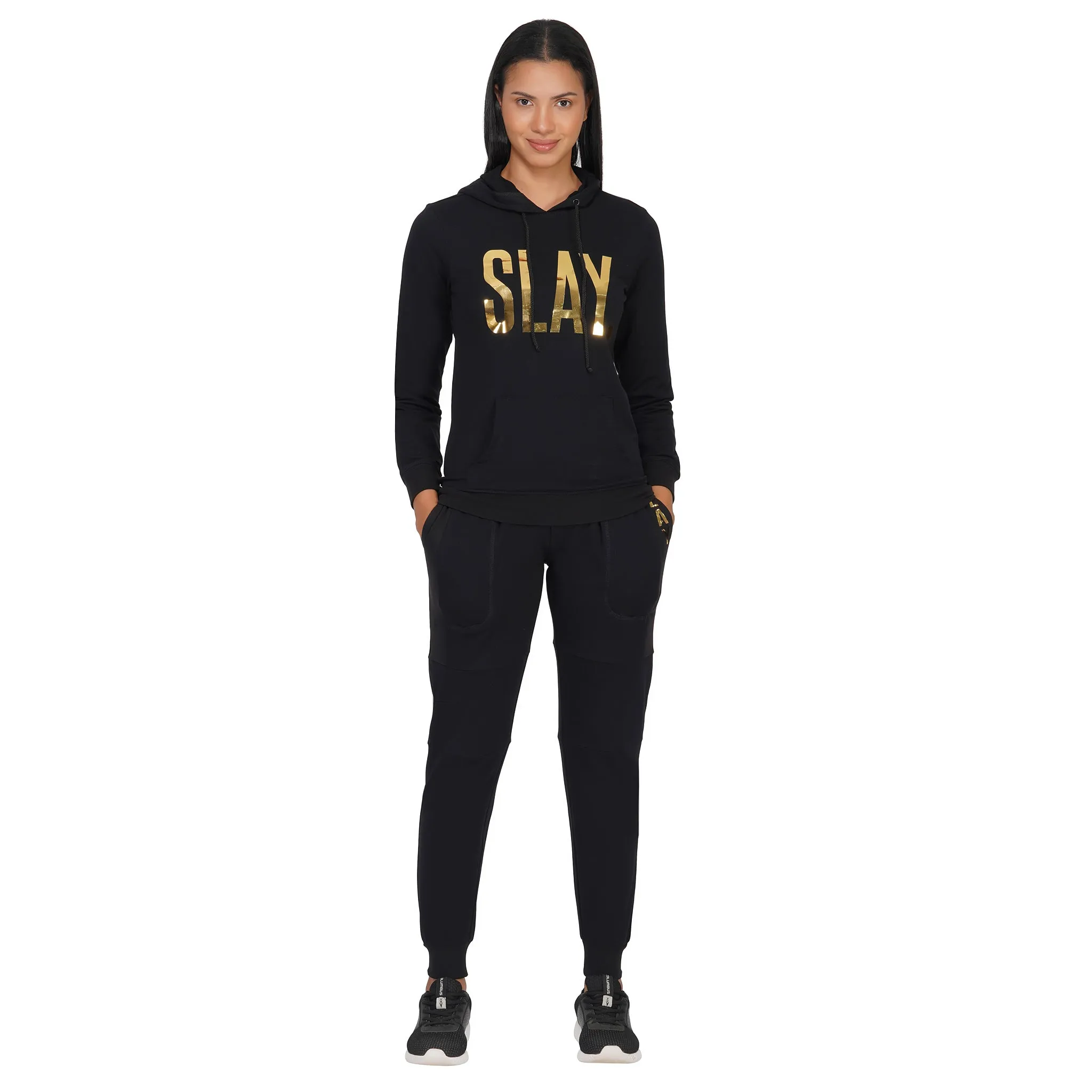 SLAY. Women's Limited Edition Gold Foil Reflective Print Tacksuit - Hoodie & Jogger Co-ord Set