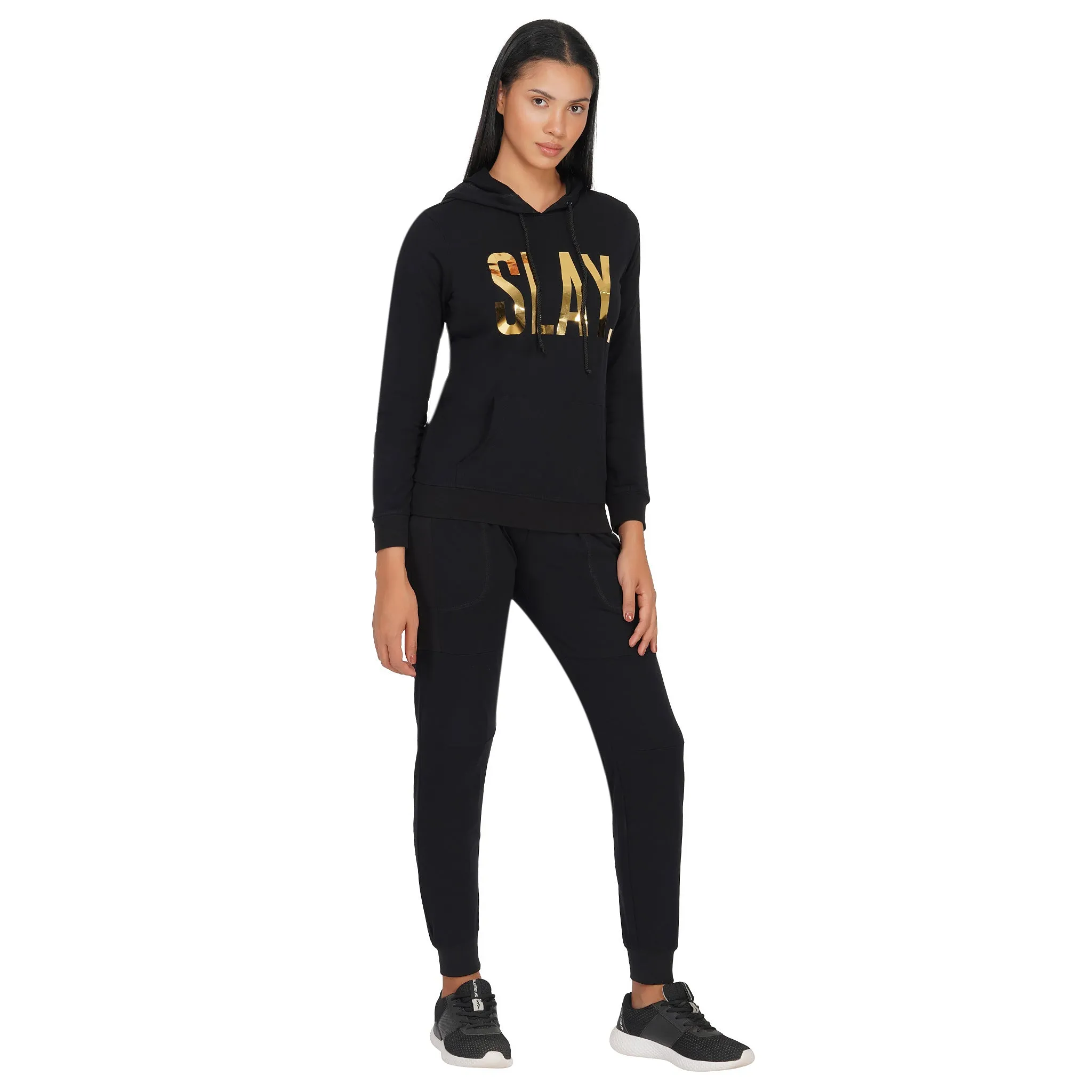 SLAY. Women's Limited Edition Gold Foil Reflective Print Tacksuit - Hoodie & Jogger Co-ord Set