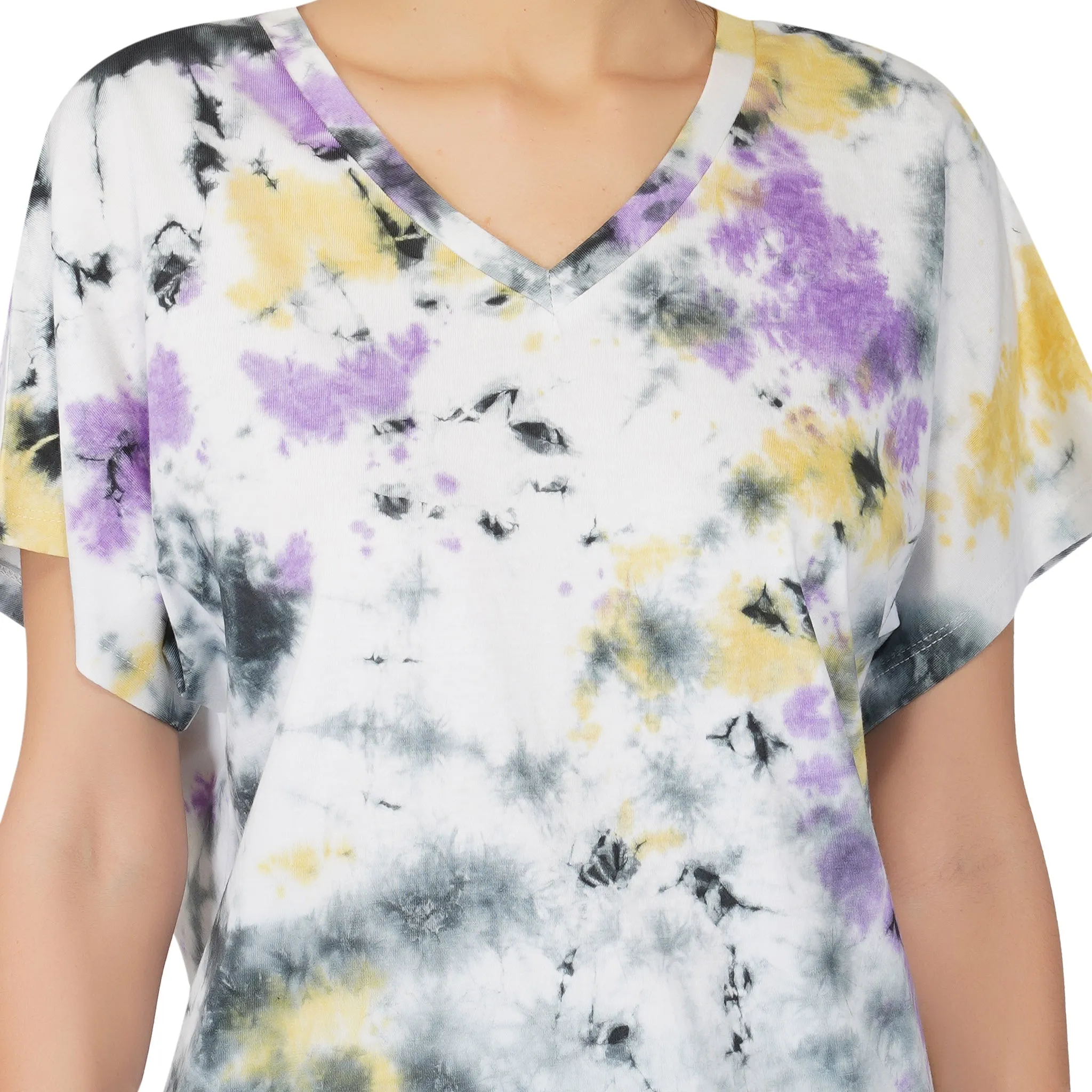 SLAY. Women's Oversized V neck Tie Dye T Shirt