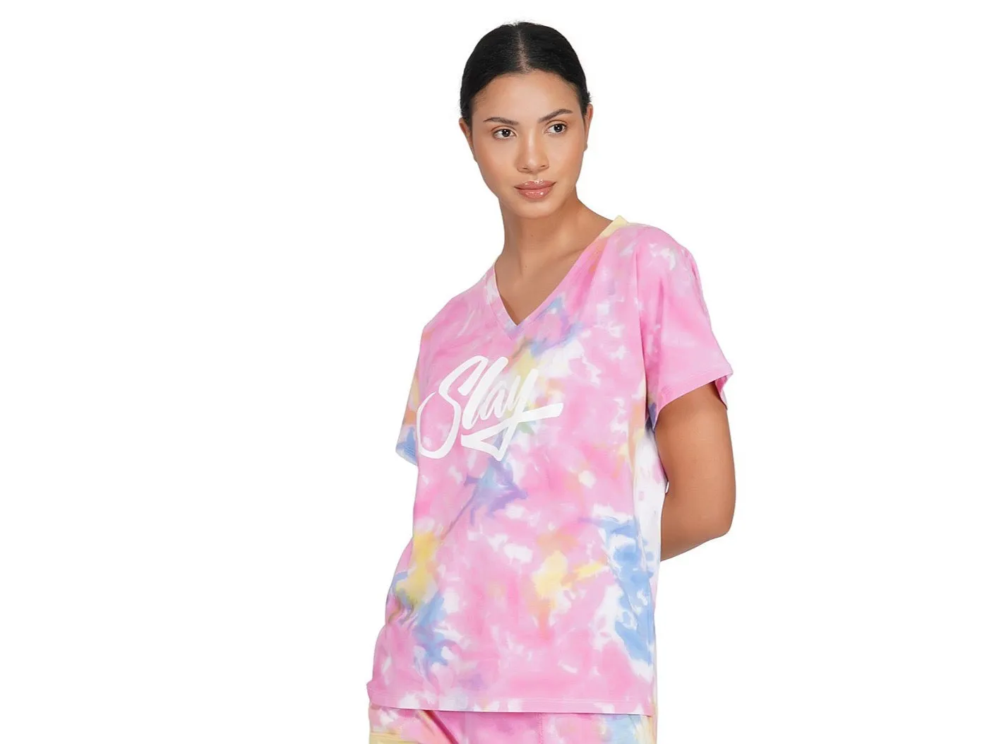 SLAY. Women's Pink Tie Dye T Shirt