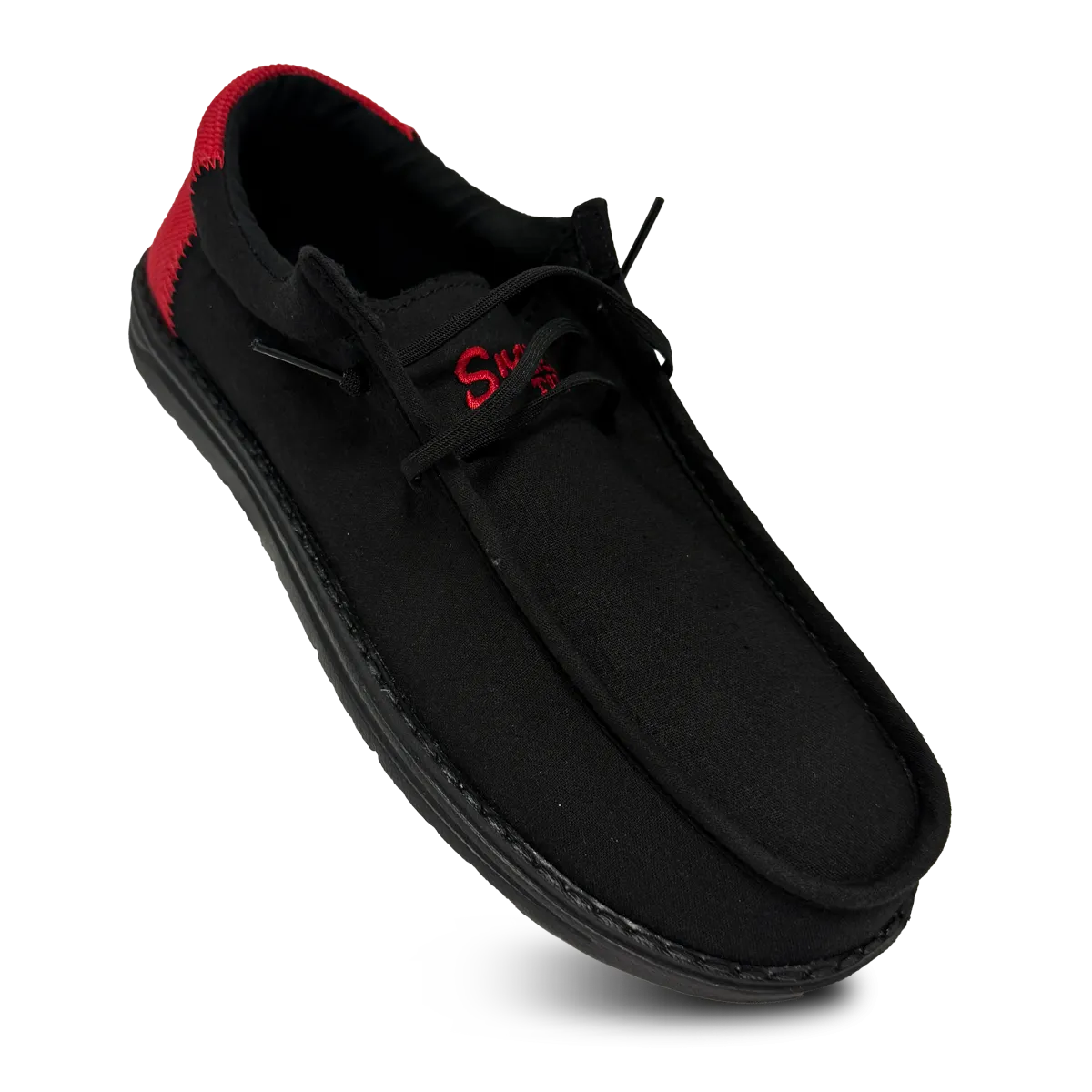 Snap-on Cruiser Black Red, Casual Slip On Shoe