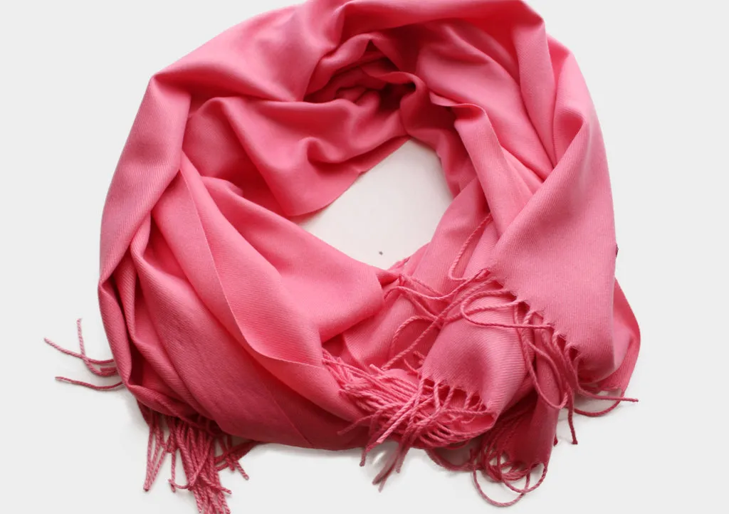 Soft and Warm Pink Winter Woolen Scarf Shawl