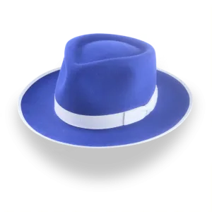 Stylish Royal Blue Fedora Hat with Teardrop Crown | The Equinox