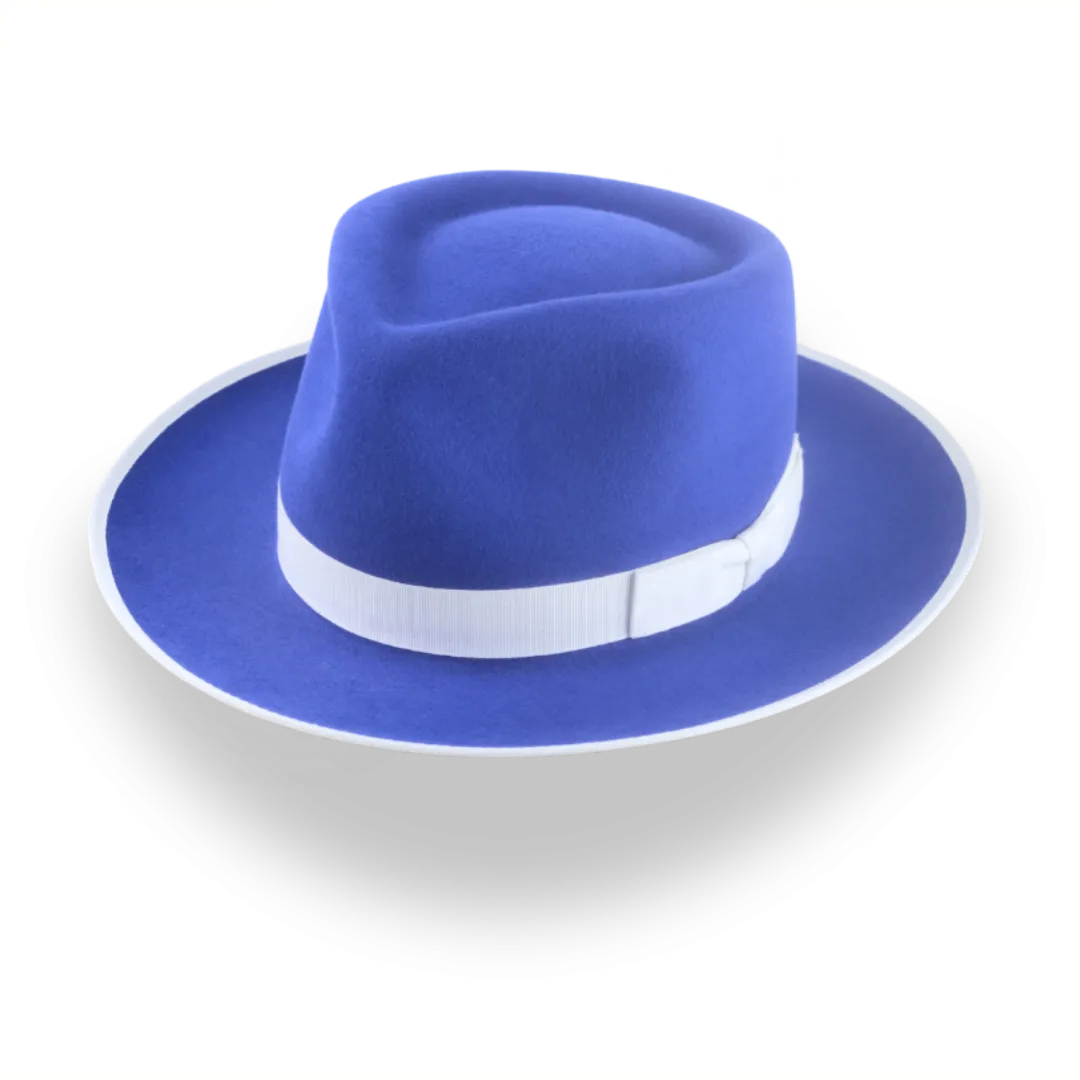 Stylish Royal Blue Fedora Hat with Teardrop Crown | The Equinox