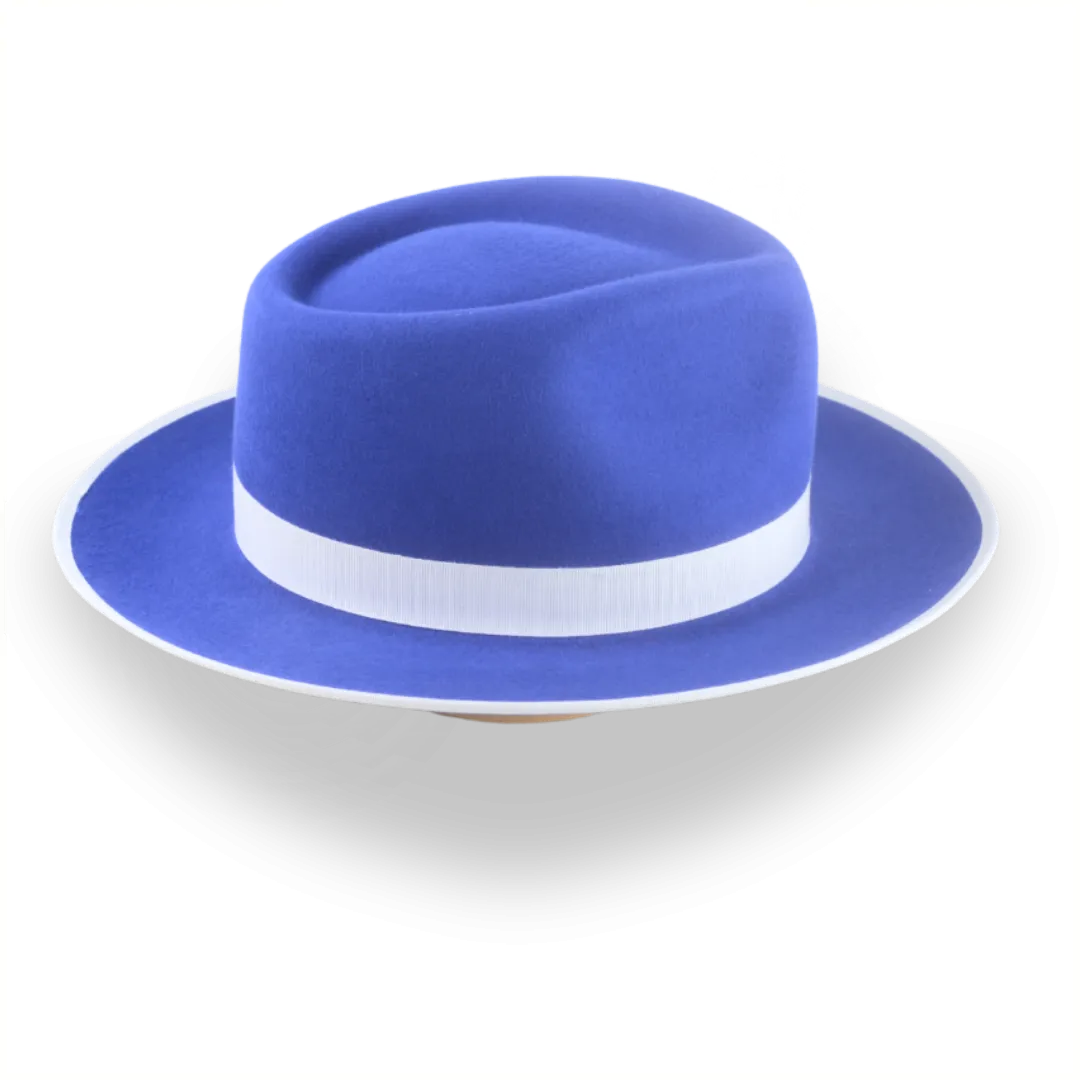 Stylish Royal Blue Fedora Hat with Teardrop Crown | The Equinox