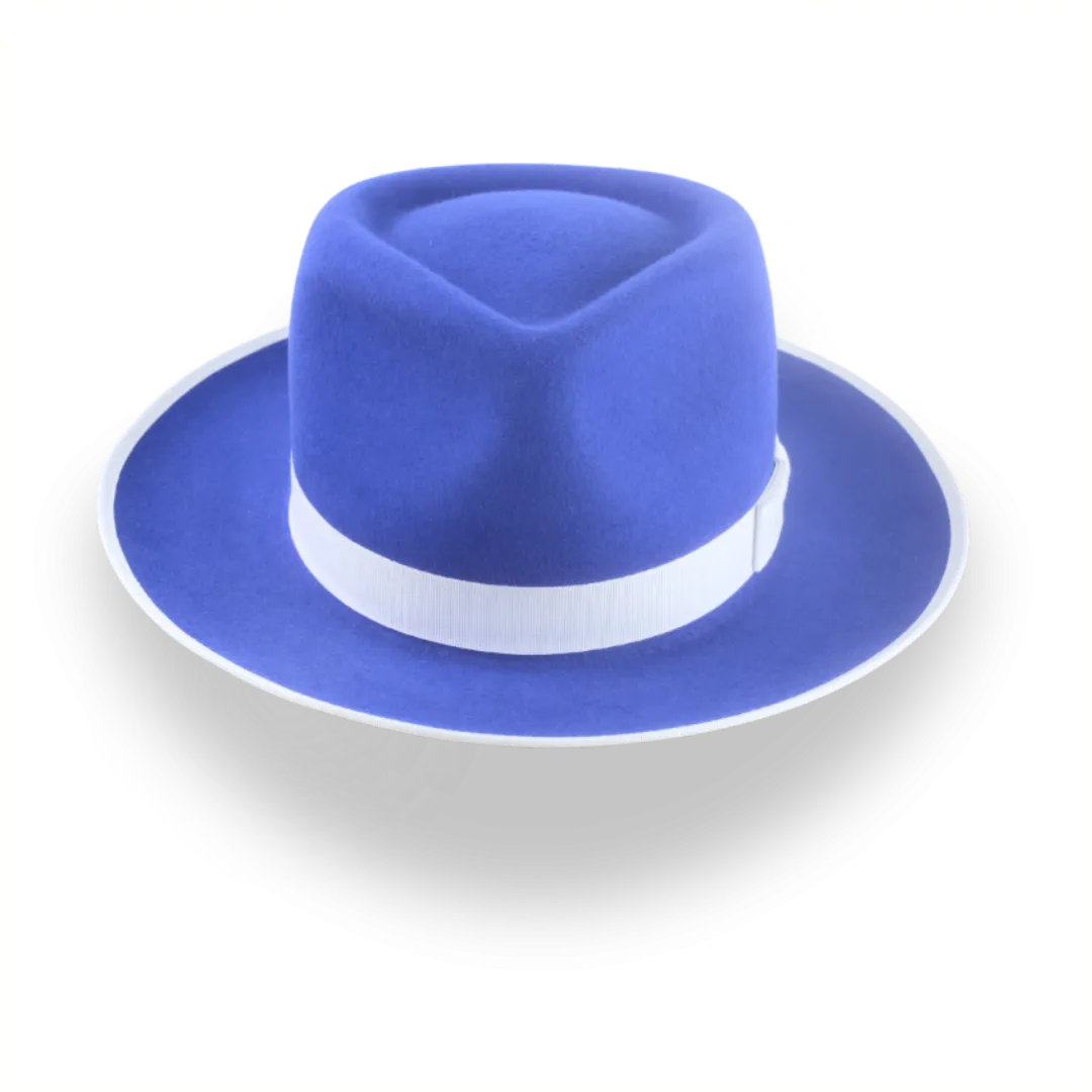 Stylish Royal Blue Fedora Hat with Teardrop Crown | The Equinox