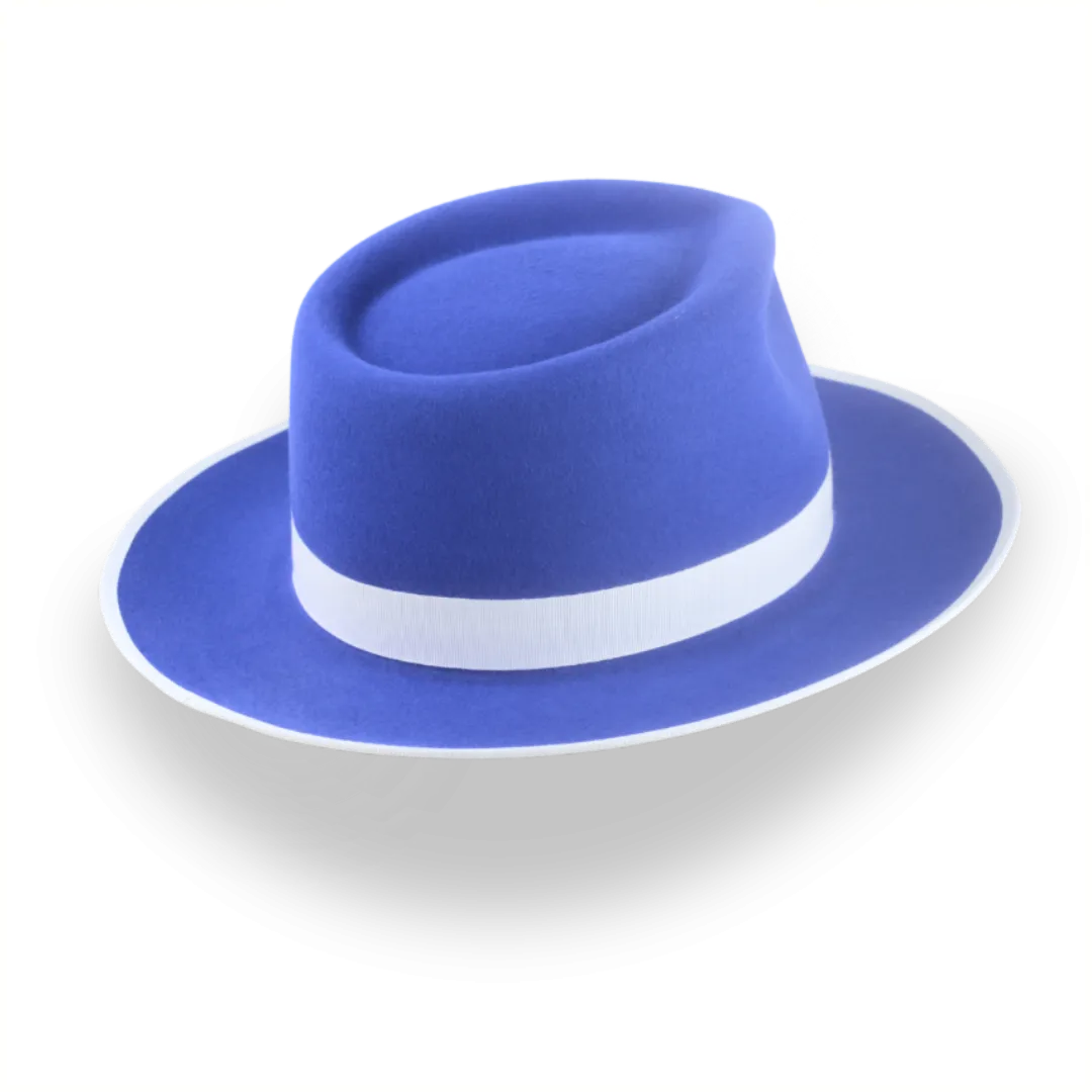 Stylish Royal Blue Fedora Hat with Teardrop Crown | The Equinox