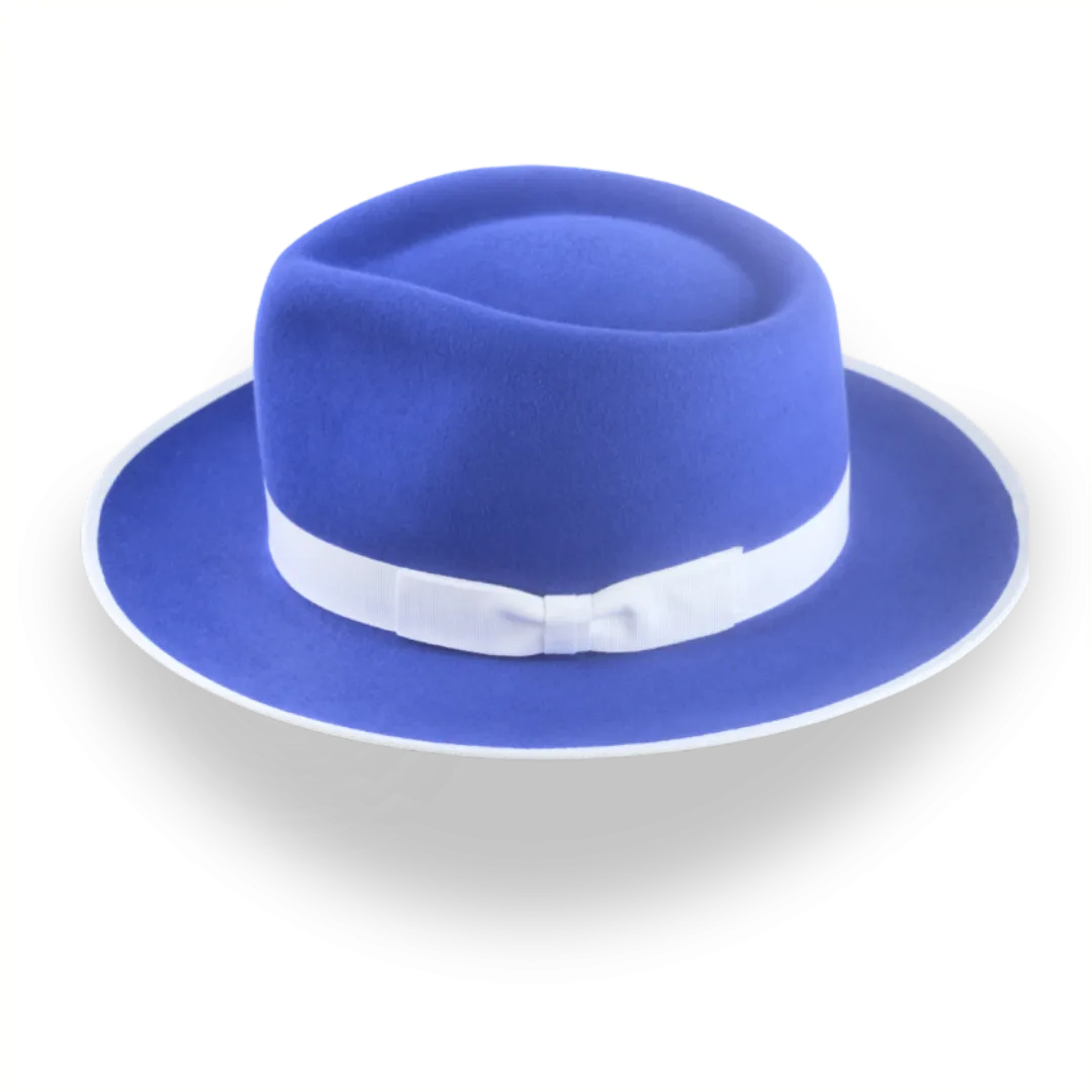 Stylish Royal Blue Fedora Hat with Teardrop Crown | The Equinox