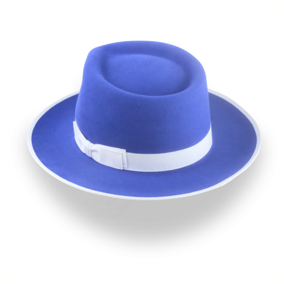 Stylish Royal Blue Fedora Hat with Teardrop Crown | The Equinox