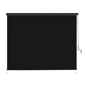 Superjoe 6x8 ft Crank Outdoor Operated Roller Shade Patio Cordless Blinds 95% Block, Black