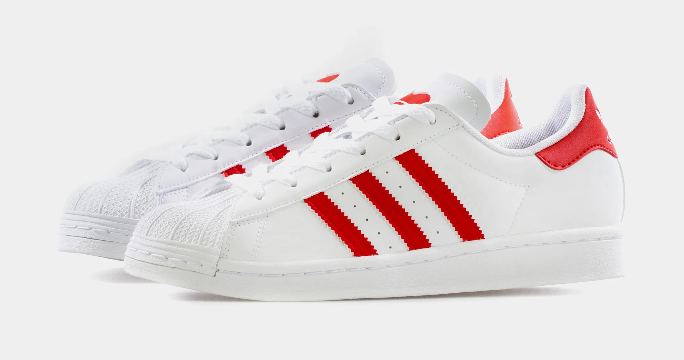 Superstar Grade School Lifestyle Shoe (White/Red)