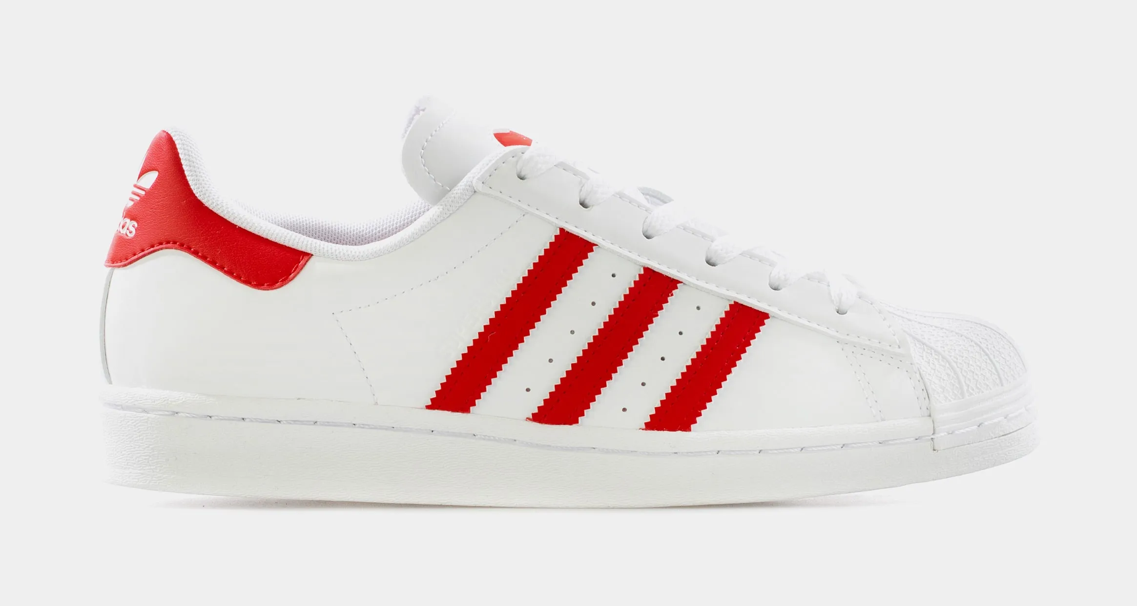 Superstar Grade School Lifestyle Shoe (White/Red)