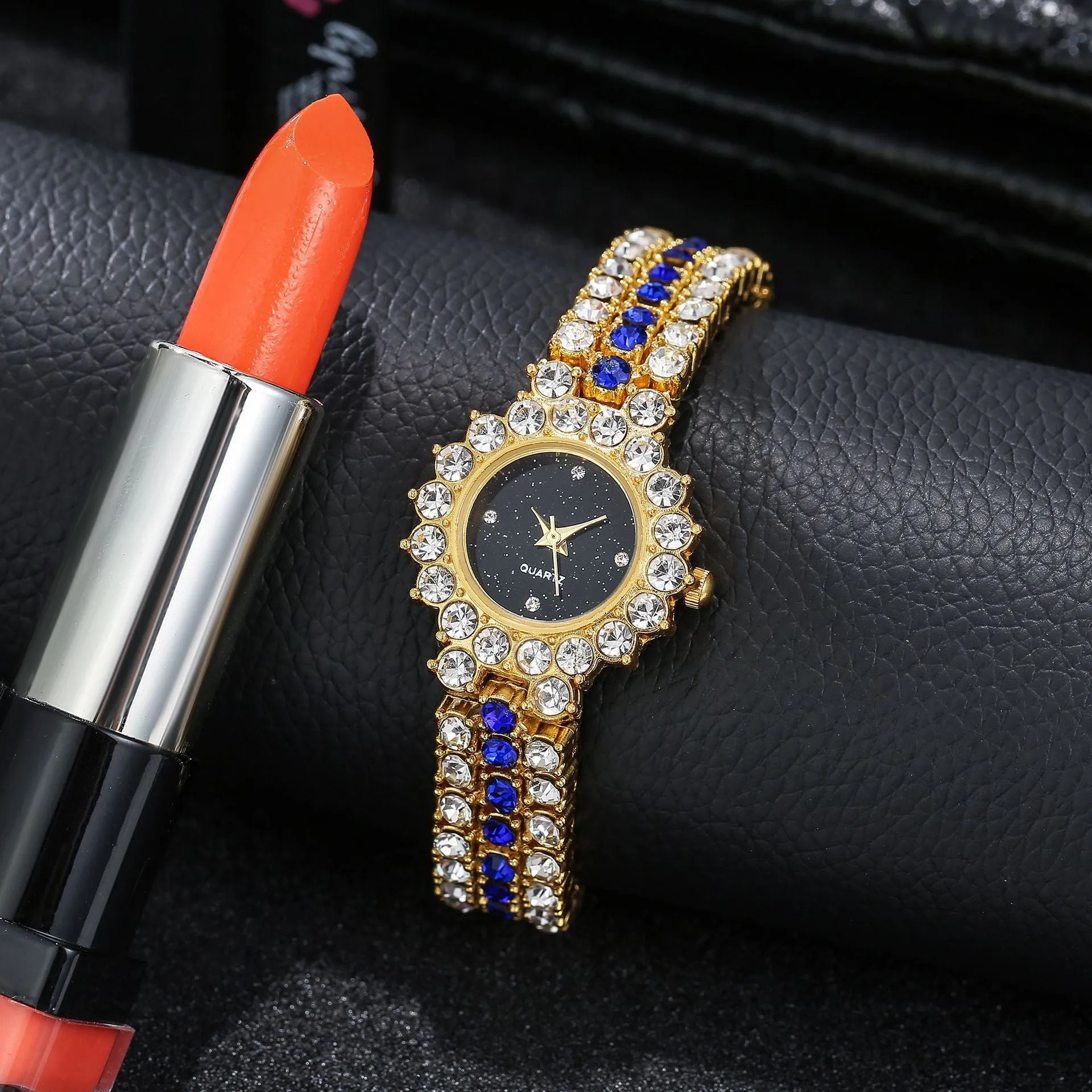 Women's Full Diamond Quartz Watch Fashion Women's Watches Student Trendy Starry Steel Belt Watch One Piece